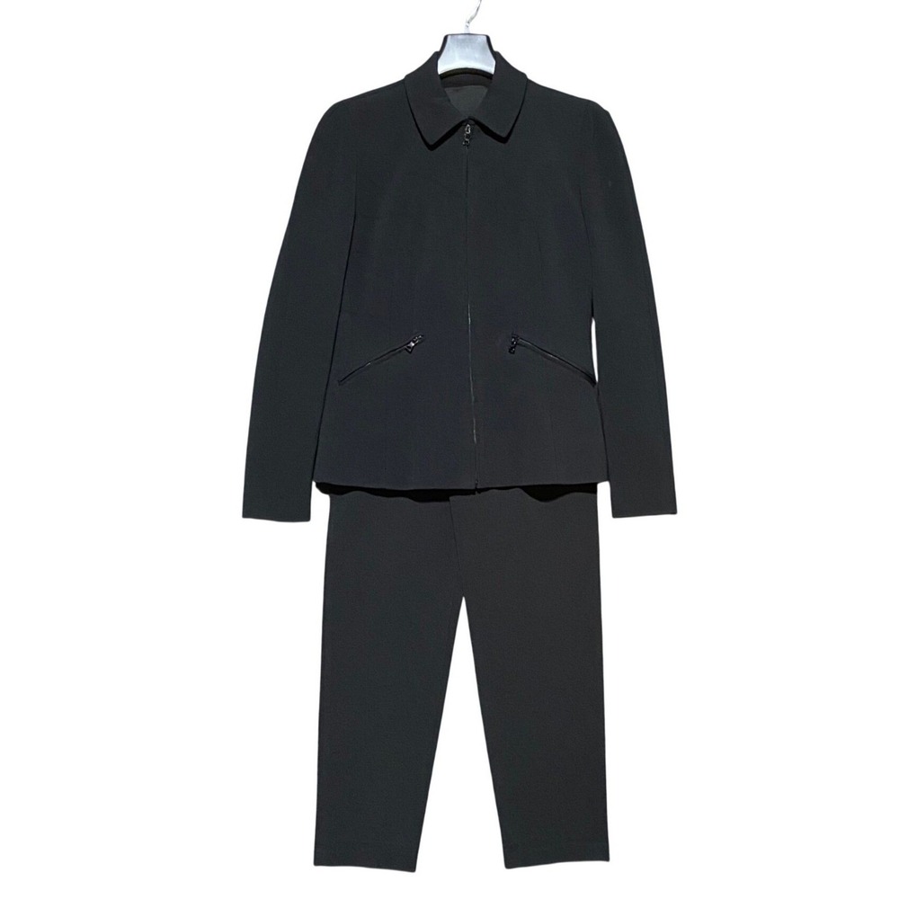 Prada Women's Vintage Black Zip Front Jacket Small and Pants IT 44 US 8 Suit Set